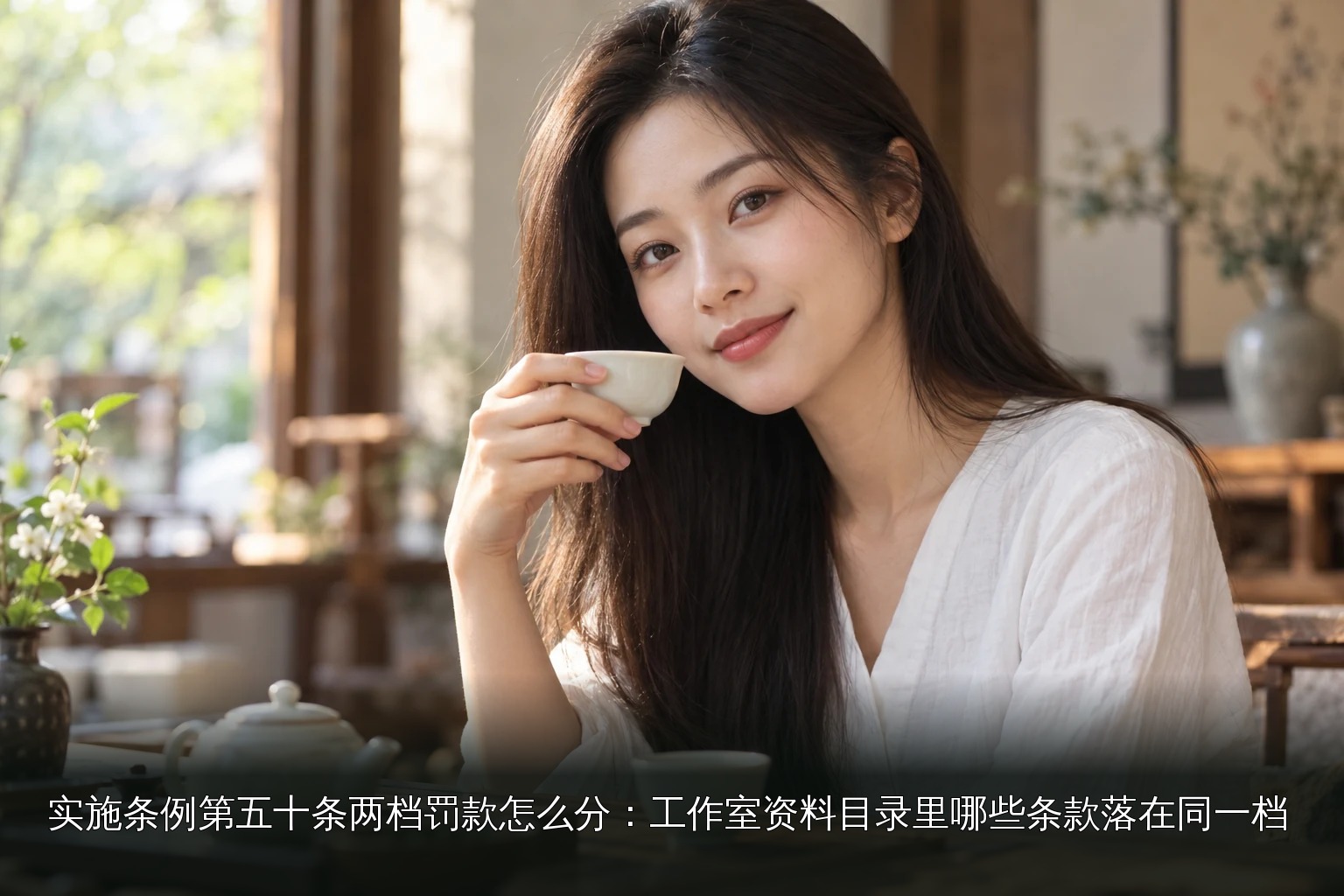 年轻女性品茶主题图｜白瓷杯与年轻女性